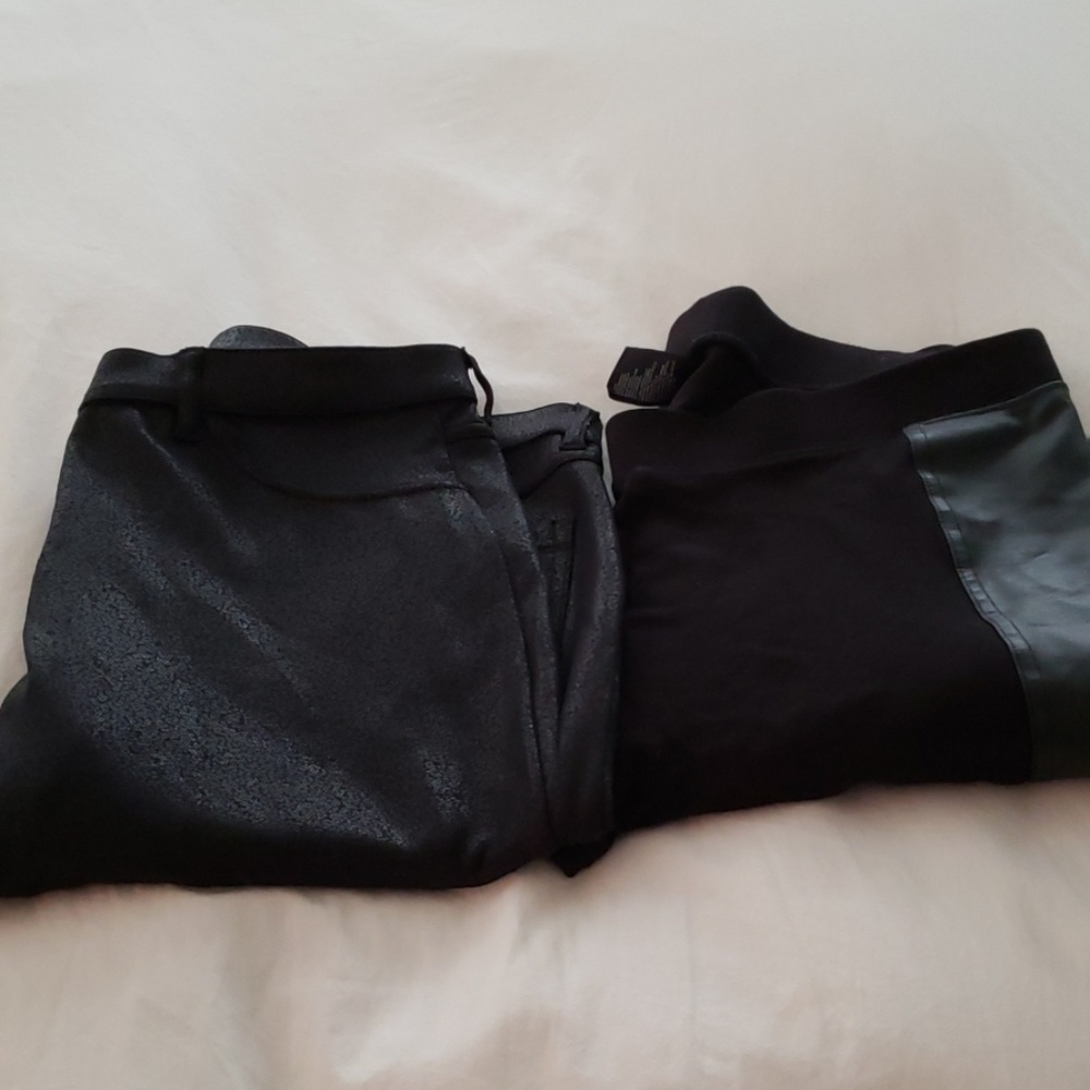 SOLD.  Hue Two pairs leatherette leggings